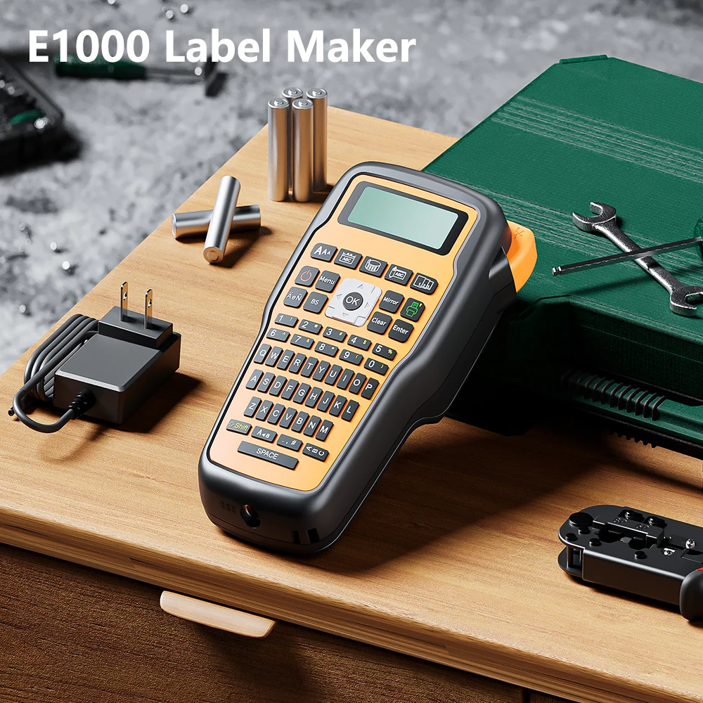 

E1000 Portable Label Printer Wireless Label Maker Industrial Label Maker Labeller Compatible for Brother TZe-231 Label Tape