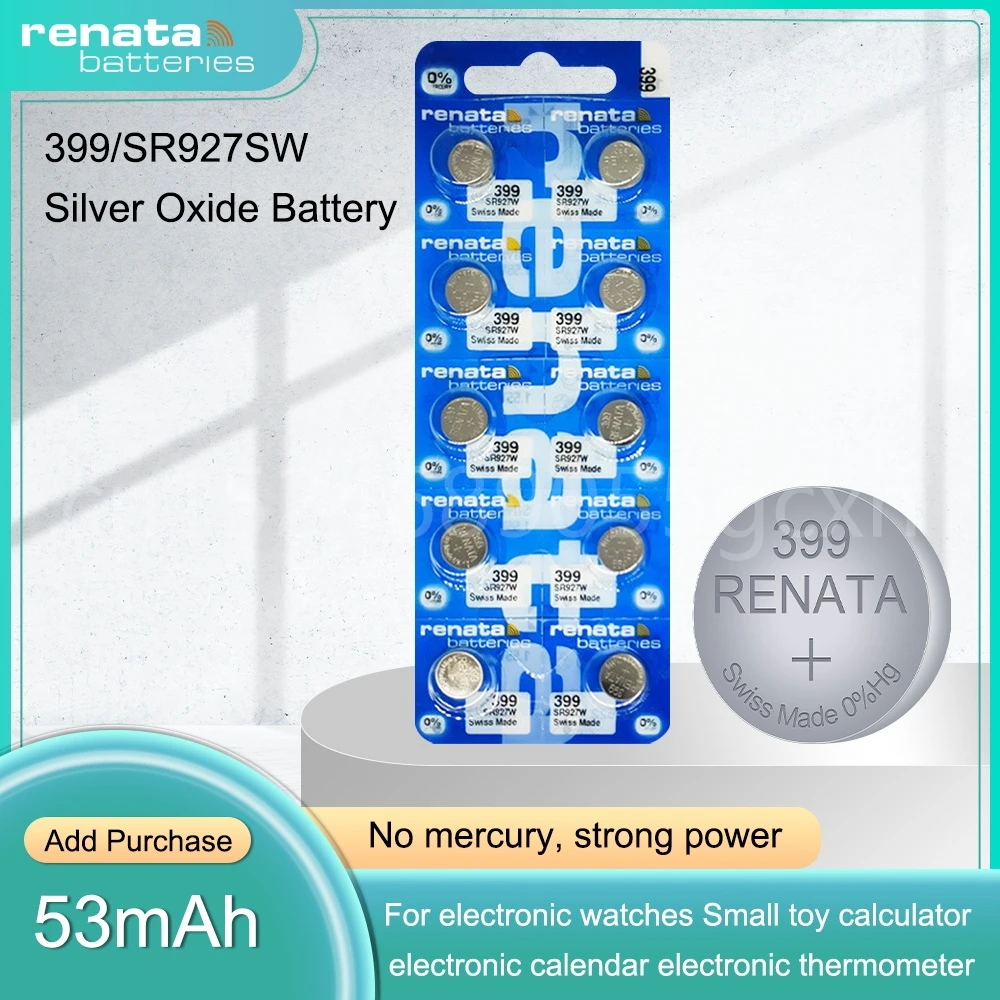 Оригинальный аккумулятор Renata 399 SR927SW AG7 LR927 LR57 SP395 LR927W 1,55 в, оксид серебра, для игрушечных часов, Сделано в швейцарской кнопочной ячейке