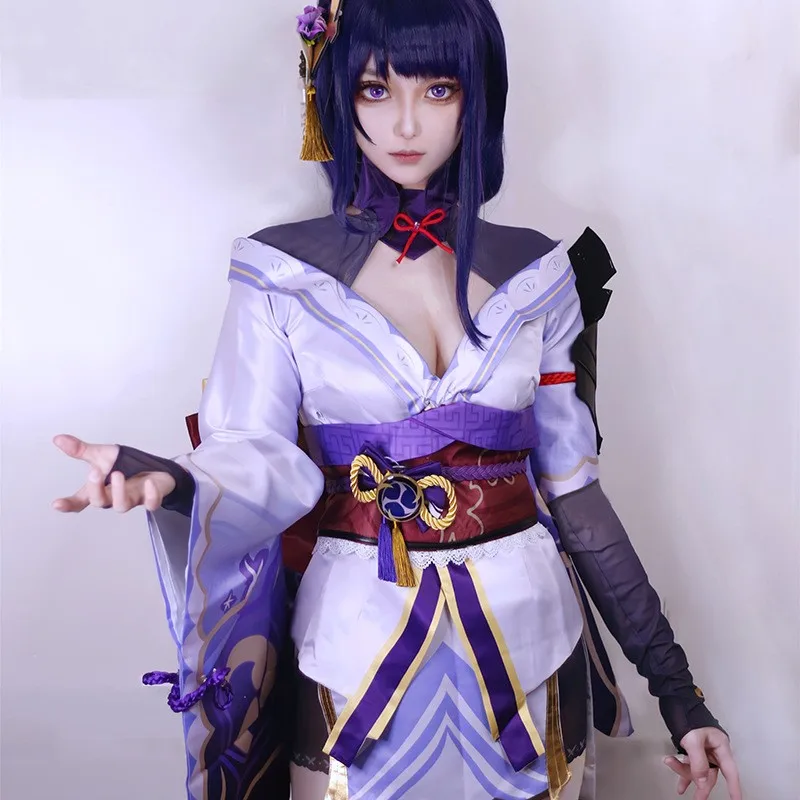 

Genshin Impact Raiden Shogun Beelzebul Cos Полный комплект Аниме одежда для косплея костюмы Women