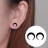 simple cute crescent moon earrings minimalist jewelry dainty mini moon shaped stainless steel cartilage piercing earrings