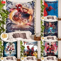 marvel superhero tapestry with lights modern spiderman movie films animation retro wall art living room home boho decor gift