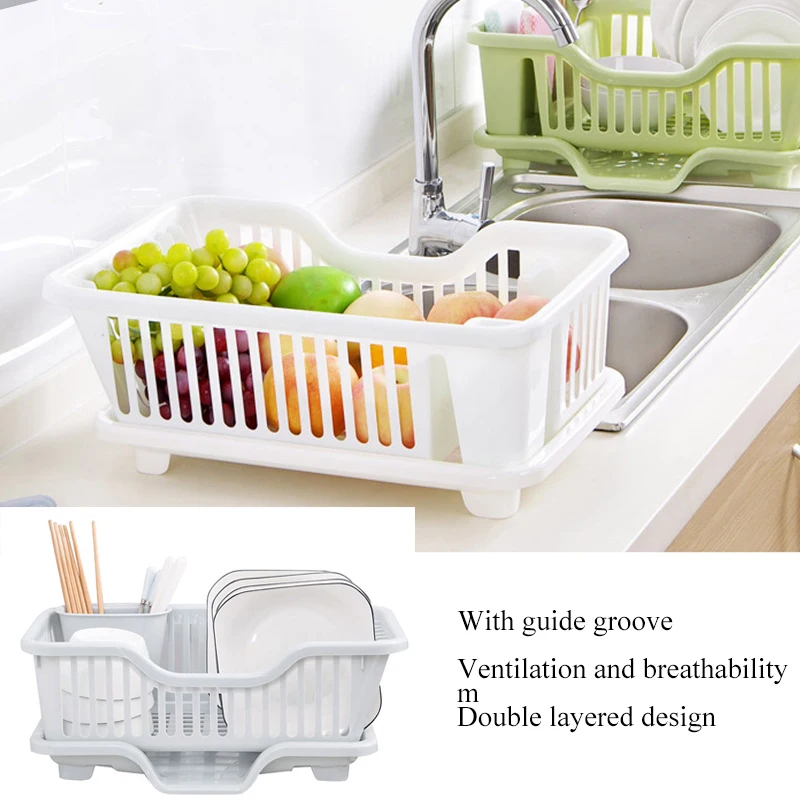 

Dish Drying Rack Kitchen Utensils Drainer Rack with Drain Board Countertop Dinnerware Plates Bowls Chopsticks Spoons Organizer