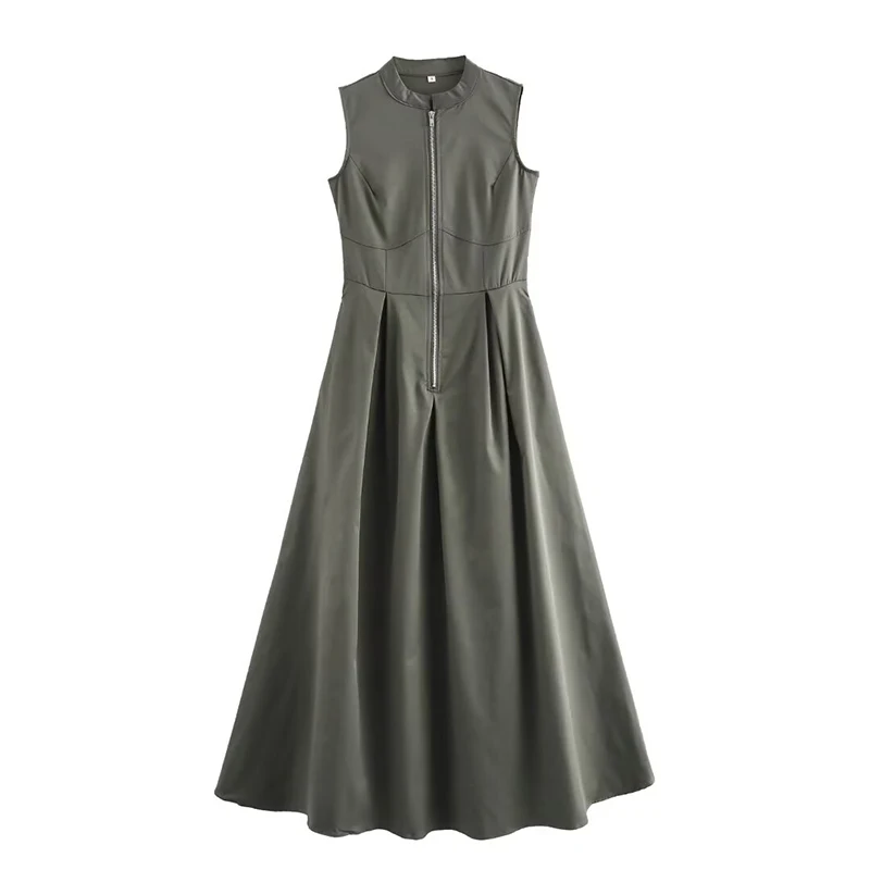 Женское модное однотонное платье Koekop с высоким круглым вырезом без рукавов