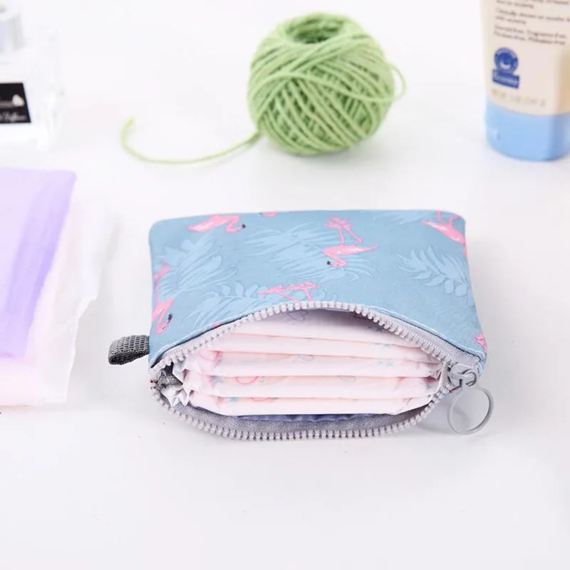 

Women Portable Sanitary Napkin Tampon Storage Bag Cosmetic Bag Travel Coin Money Card Key Headphone Data Cable Storage Bag 13CM