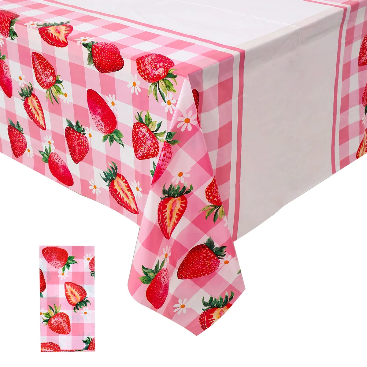 Скатерть с принтом клубники и маргариток