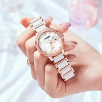 rosdn luxury tops brand ceramics watchband quartz women watch push button hidden clasp band watches free shipping ladies clock