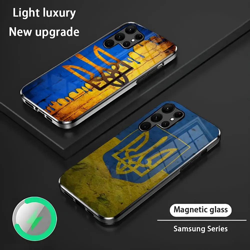 Чехол для телефона U-Ukrainian Flag S24 Ultra чехлы Celulares Samsung S23 S22 S21 S20 Plus Note20 стеклянный