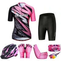 womens cycling clothing summer short sleeve pro team road bike tights compression mtb jersey bicycle set ultral light fabric