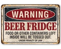 tin warning beer fridge metal sign 8x12 or 12x18 indooroutdoor funny bar or man cave decor