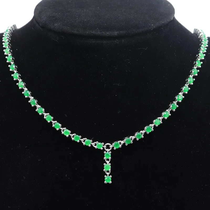 14g Customized 925 SOLID STERLING SILVER NECKLACE Real Red Ruby Green Emerald Daily Wear 19.0inch