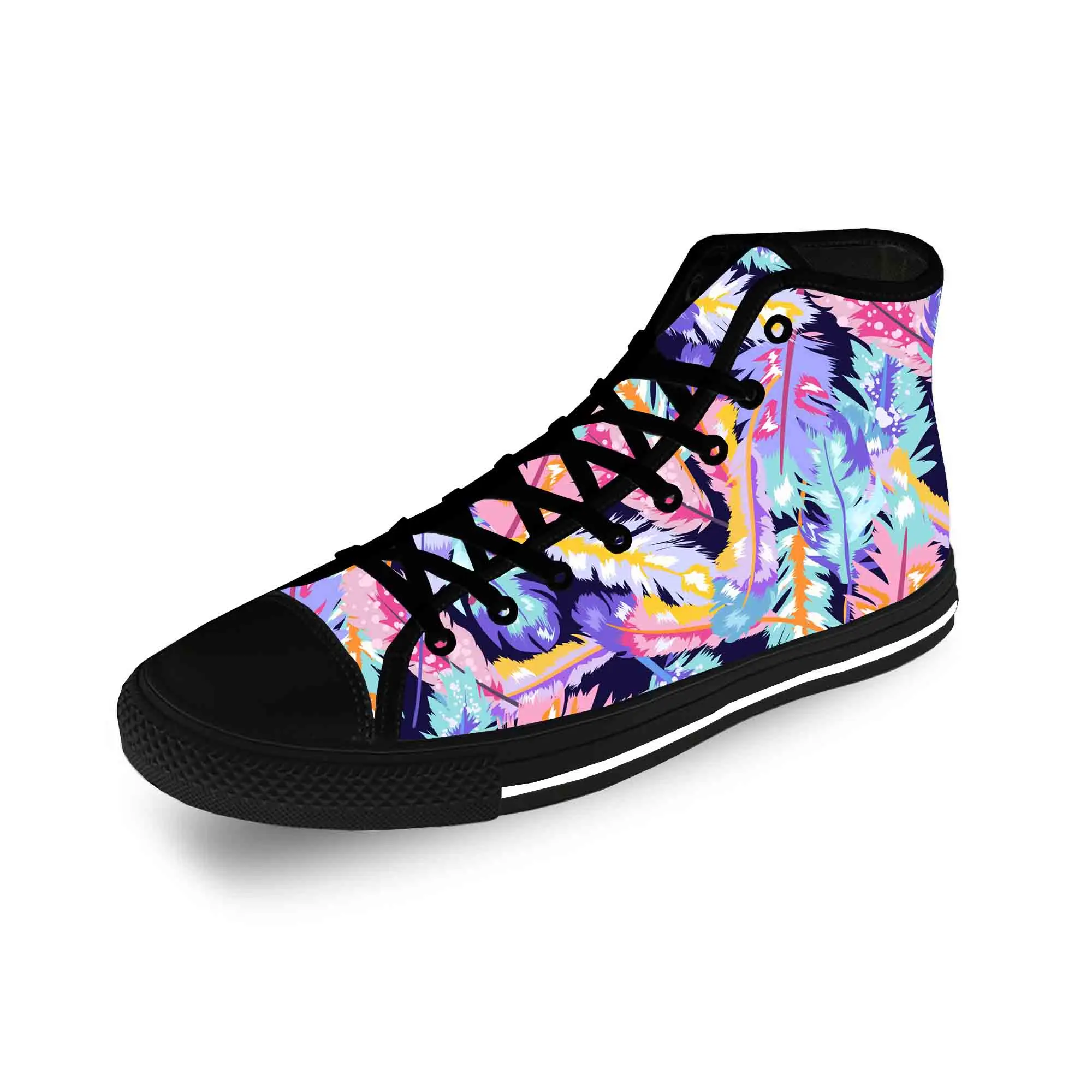 

Feather Print Lightweight Cloth 3D Print Funny Fashion High Top Canvas Shoes Mens Womens Teenager Casual Breathable Sneakers