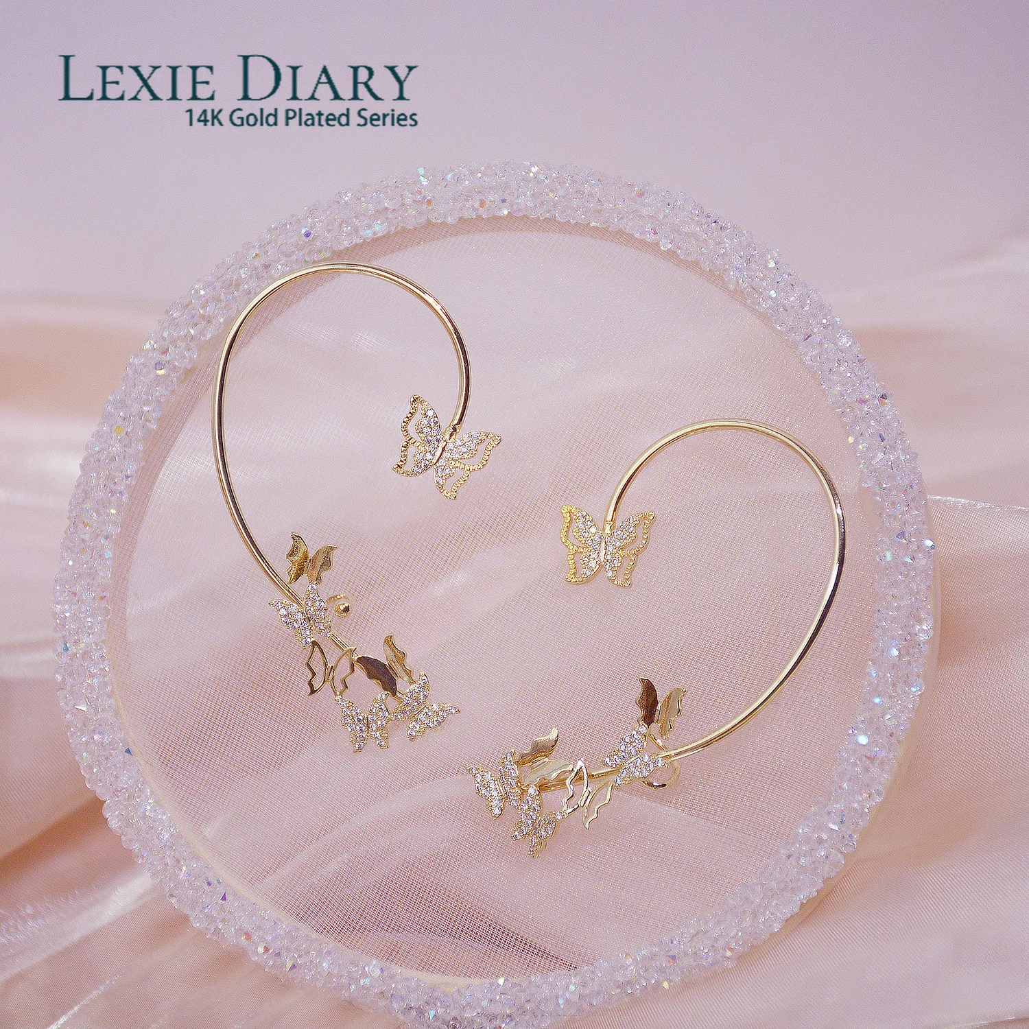 

Модные Роскошные серьги Lexie Diary с покрытием из настоящего золота 14 к, зажим-бабочка, свадебный подарок