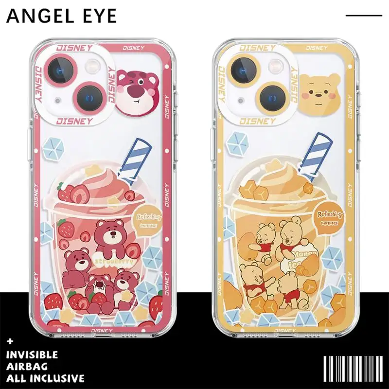 phone case For iPhone 14 13 12 Mini 11 Pro Max 15 8 X XR XS MSX 6 6S 7 SE 15Plus Clear fundas cover Cute Winnie Pooh Lotso Bear