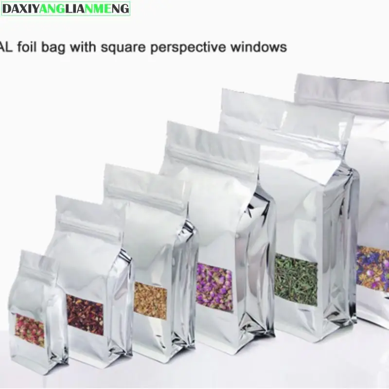 Zipper Lock Bag Silver Aluminium Foil Plastic 9x18x6cm 100pcs Wxhxd Stand Up Side Gusset Zip Food | Дом и сад