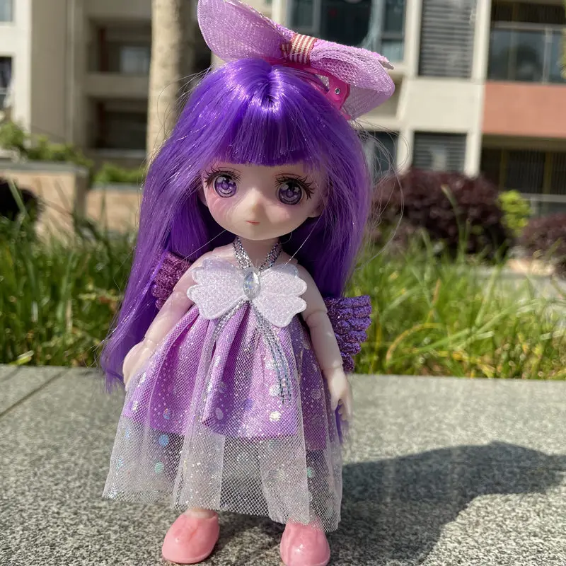 

1/8 Bjd Doll 16CM 13 Movable Joints DIY Dress Up Cartoon Comic Eye with Clothes Toys Dolls