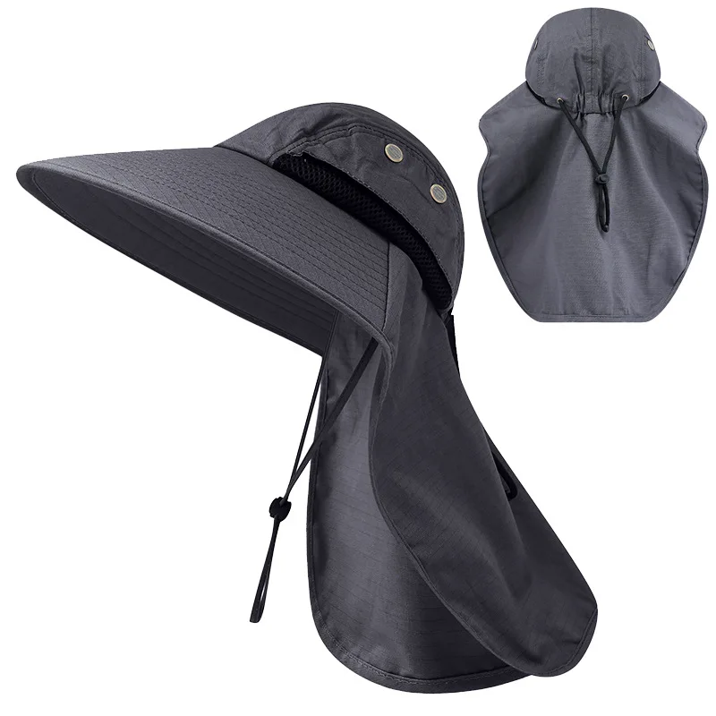 

Autumn Sun Hat Men Women Bucket Hat with Neck Flap Outdoor UV Protection Large Wide Brim Hiking Fishing Mesh Breathable Cap