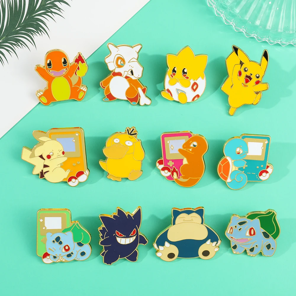 Pokemon Metal Pin Anime Jewelry Accessories Psyduck Pikachu Snorlax Brooches Ornaments Gengar Badge Pins Cute Brooches for Women