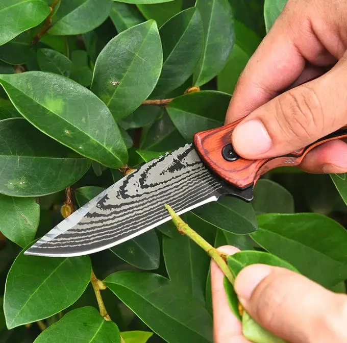 

Cheap Outdoor Safety Defense Versatile Tactical Folding Knife Wooden Handle Camping Survival Pocket Saber EDC Tool