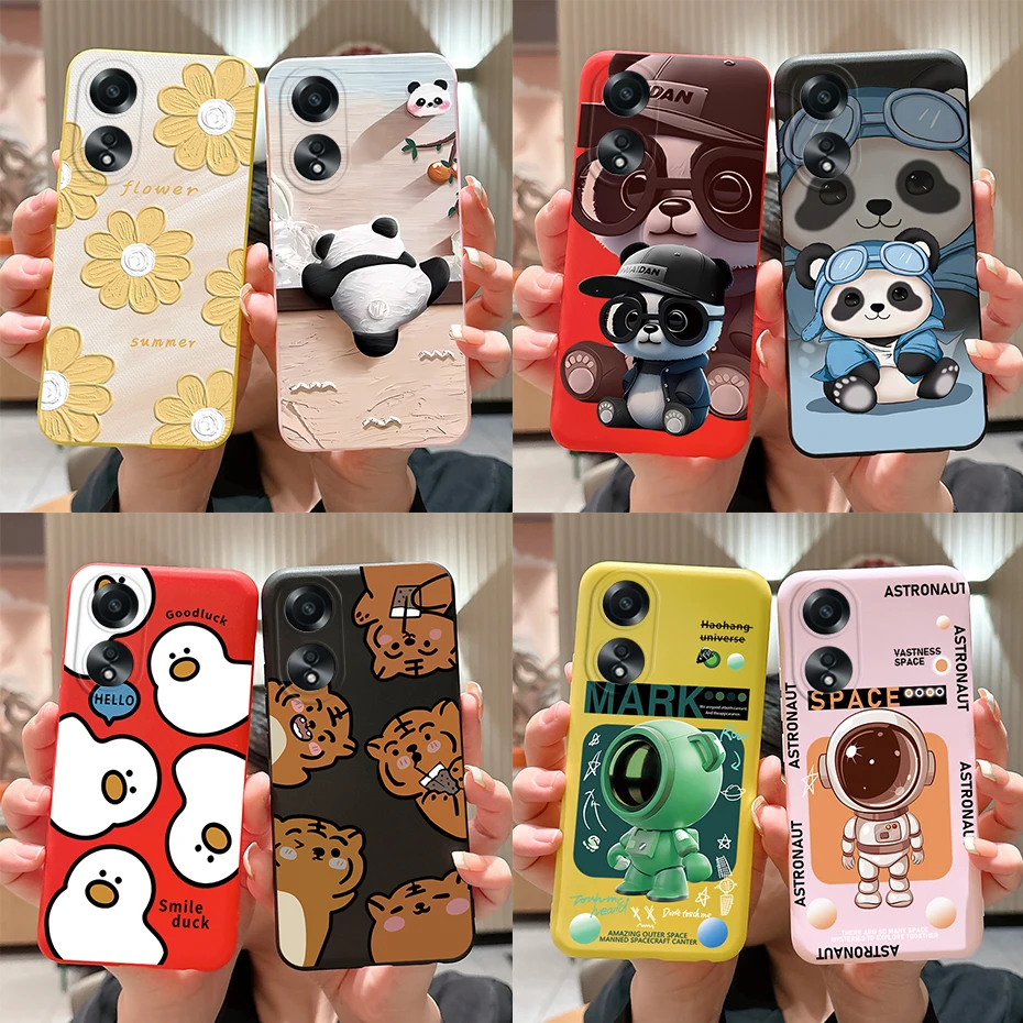 Модная Силиконовая задняя крышка для Oppo A58 4G милый мультяшный защитный чехол