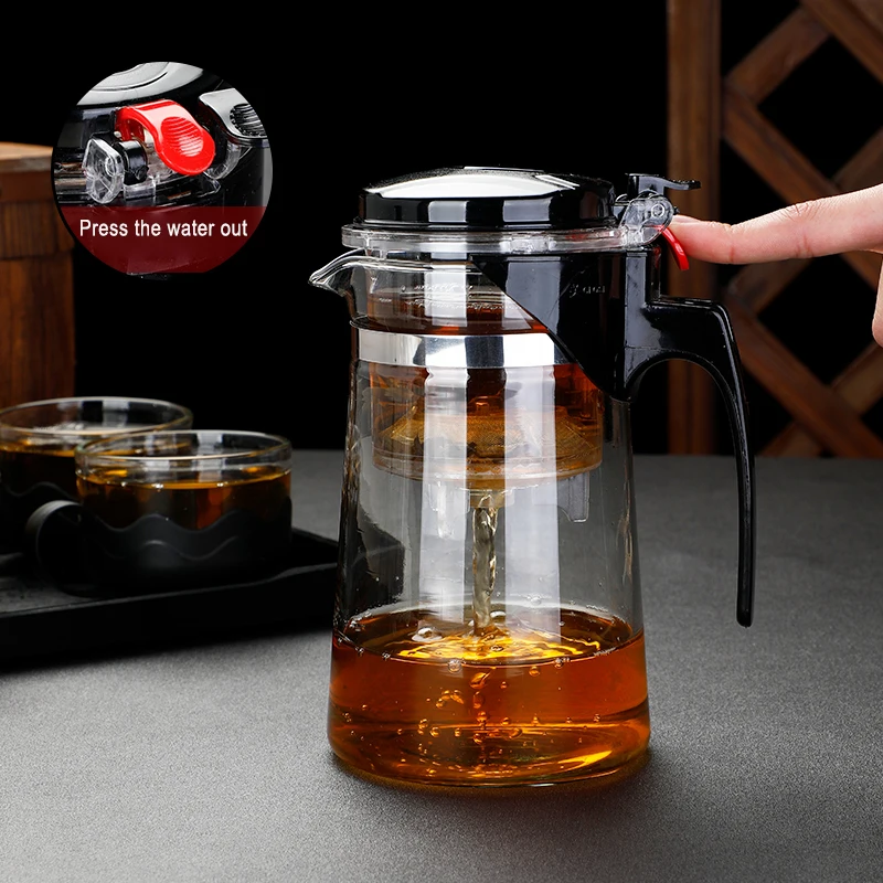 Tea Pots Heat Resistant Glass Tea Pot Tea Infuser Chinese Kung Fu Tea Set Kettle Coffee Glass Maker Convenient Office Tea Sets