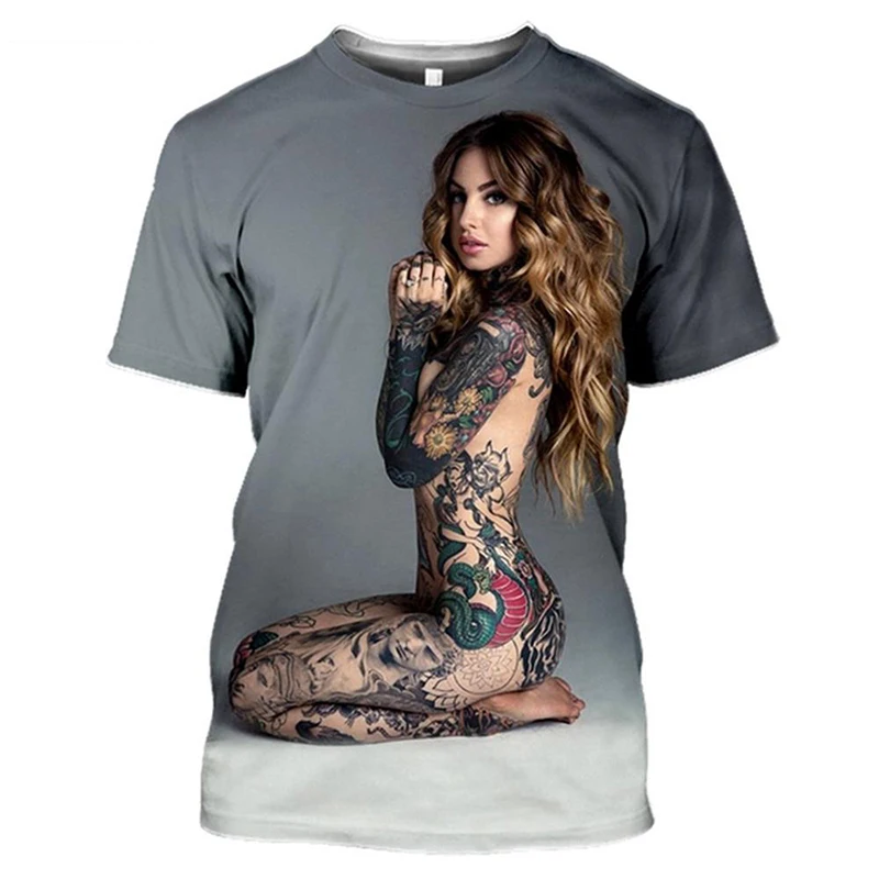 

2022 Sexy Goddess 3D Printed Teenager T-shirt Fashion Tattoo Oversized Men Streetwear Funny Harajuku Loose Unisex Top Tees