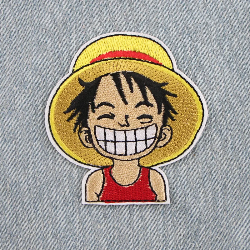 

Anime One Piece Luffy Ironing Embroidery Patches Sewing Clothes Stickers for Cowboy Cartoon Figure Decor on Kids DIY Clothing
