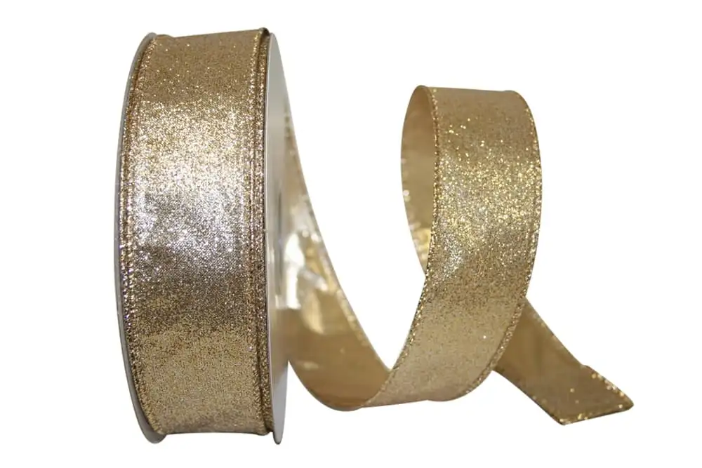 

Glitter Christmas Ribbon, Gold & Silver, 1.5in x 25yd, 1/Pack