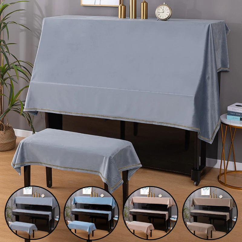 

1Pcs European Solid Color Upright Piano Cover Stool Cover Half Dust-Proof Covers Keyboard Cloth Furniture Protective Cover
