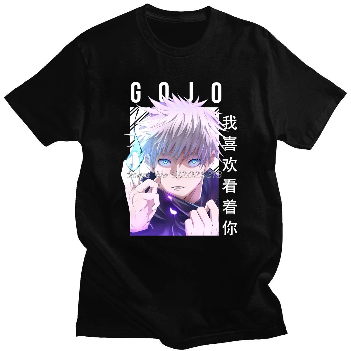 

Japanese Jujutsu Kaisen Gojo Satoru Eyes Anime Slim T-Shirt Printing Womens T-shirt Harajuku Y2K Street Top Harajuku Streetwear