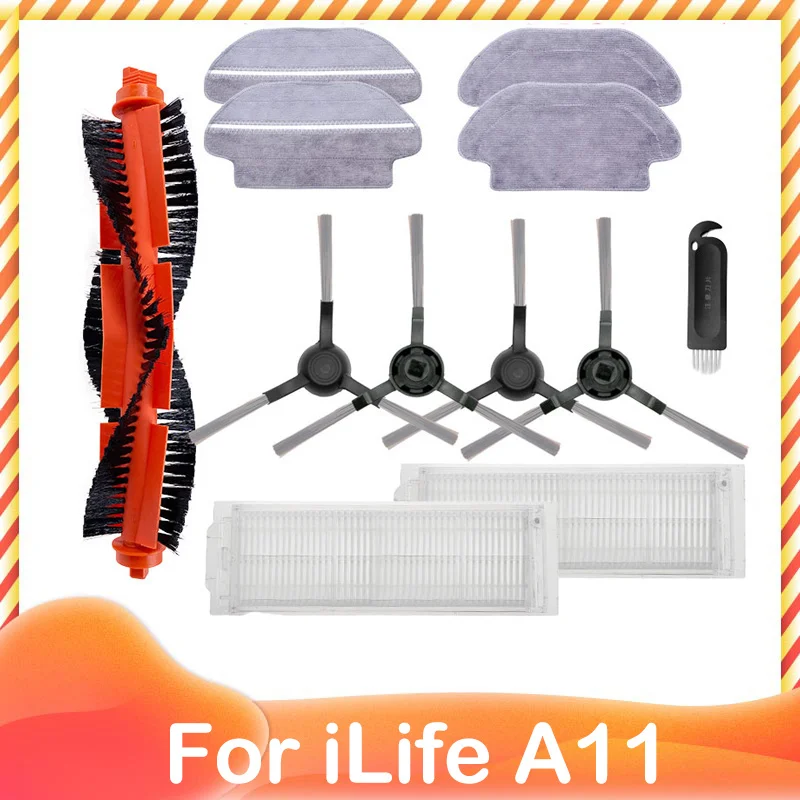 

Запчасти для робота-пылесоса iLife A11, сменный Hepa фильтр, боковая основная щетка, крышка, держатель швабры, набор деталей