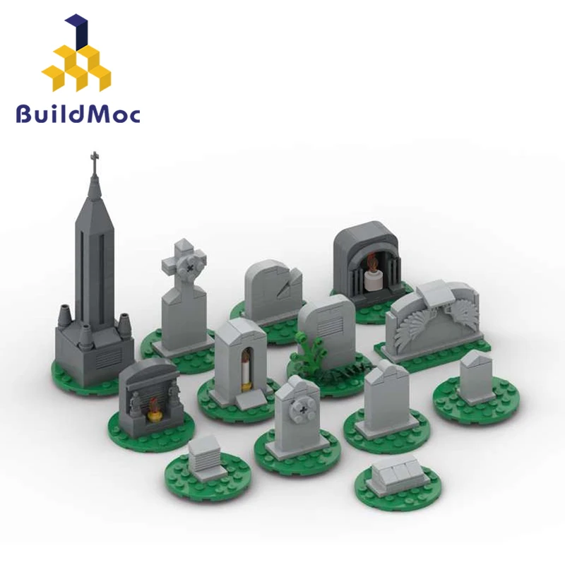 

MOC Idea Stone Halloween Elf Advent Tombstones Building Blocks Set Cemetery Gravestone Bricks Toy For Children Kid Birthday Gift