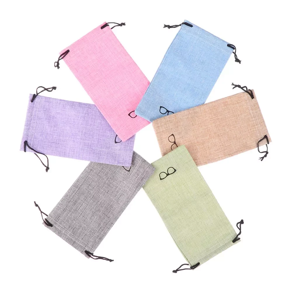 

2021 Random 5Pcs/Set Linen Fabric Pouch Sunglasses Bag Simple and stylish Eyeglasses Case Optical Glasses Lanyard Cloth Bags