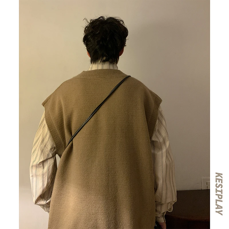 Свитер-жилет мужской теплый модный повседневный вязаный пуловер мужская