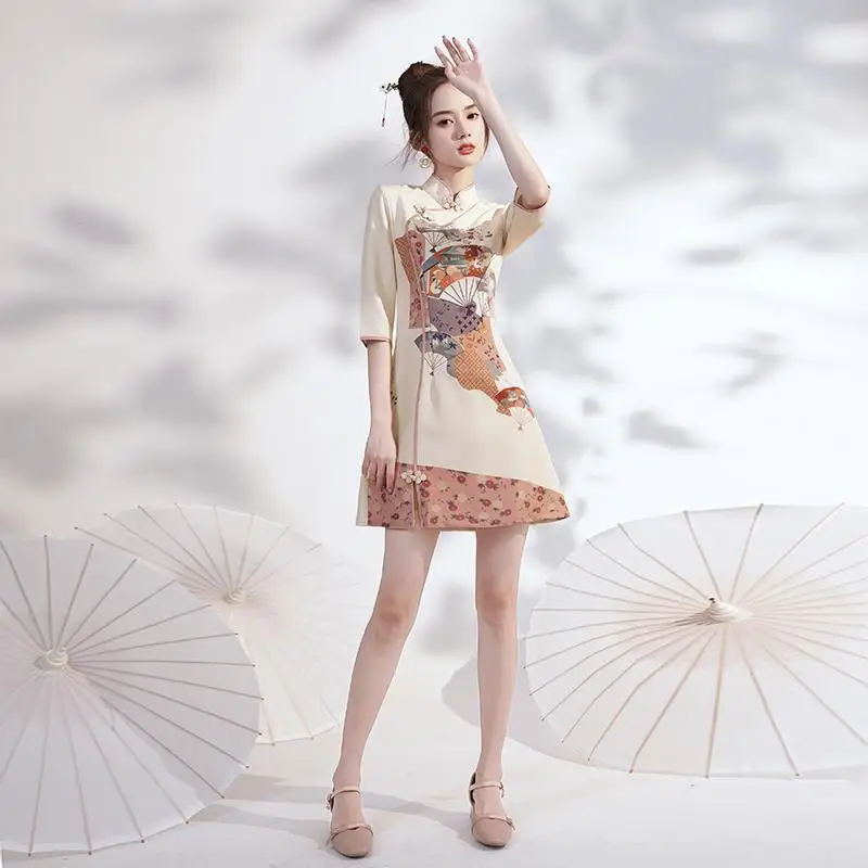 

Oriental Skirt Summer Elegant Improved Plus Size Cheongsam Traditional Chinese Style Qipao Dress Cosplay Mini Cheongsams Dresses