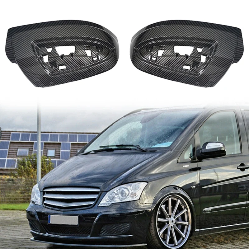 

1Pair ABS Carbon Fiber Rearview Side Glass Mirror Cover Trim Rear Mirror Covers Shell For Mercedes-Benz Viano W639 2011-2015