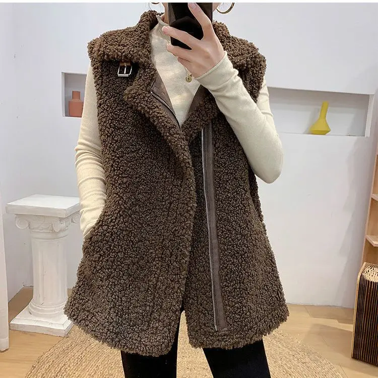 

Women's Waistcoat In Autumn Winter 2023 new Imitation Lamb Fur and Fur Loose Korean Version Sleeveless Vest Style for women V84