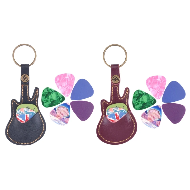 

Leather Guitar Pick Bag, Keychain, Guitar Pick Holder, Bag with 5 Guitar Picks
