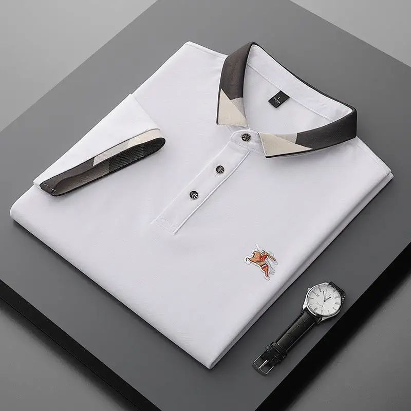 

Polo Shirt Men's solid color loose youth fashion men's wear men's short sleeve designer white black blue