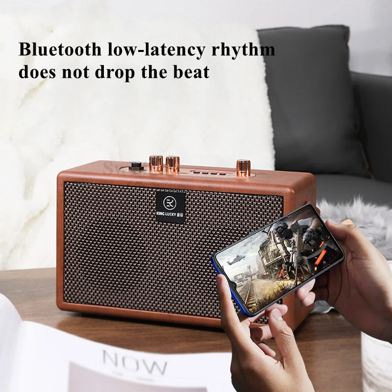 KINGLUCKY  X8Portable retro wireless bluetooth speaker dual speaker HIFI sound quality support TF card USB connection FM radio enlarge