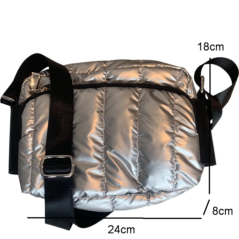 Diinovivo Luxury Space Cotton Shoulder Bags For Women Down Crossbody Bag Casual Stripe Handbags Small Square Bag Chest WHDV2244