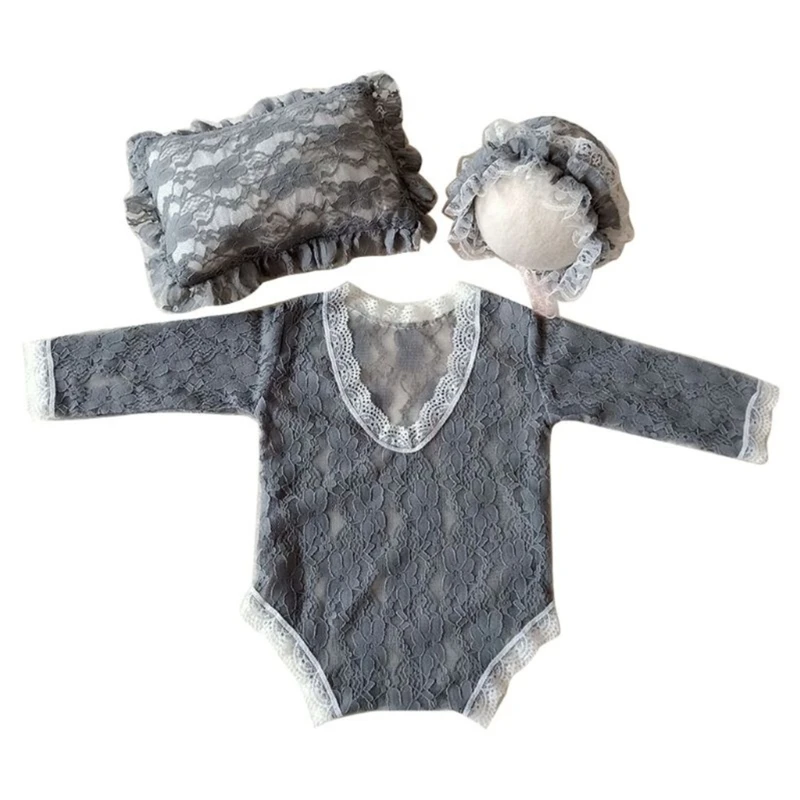 Реквизит для детской фотографии кружевной комбинезон и шапка подушка позы