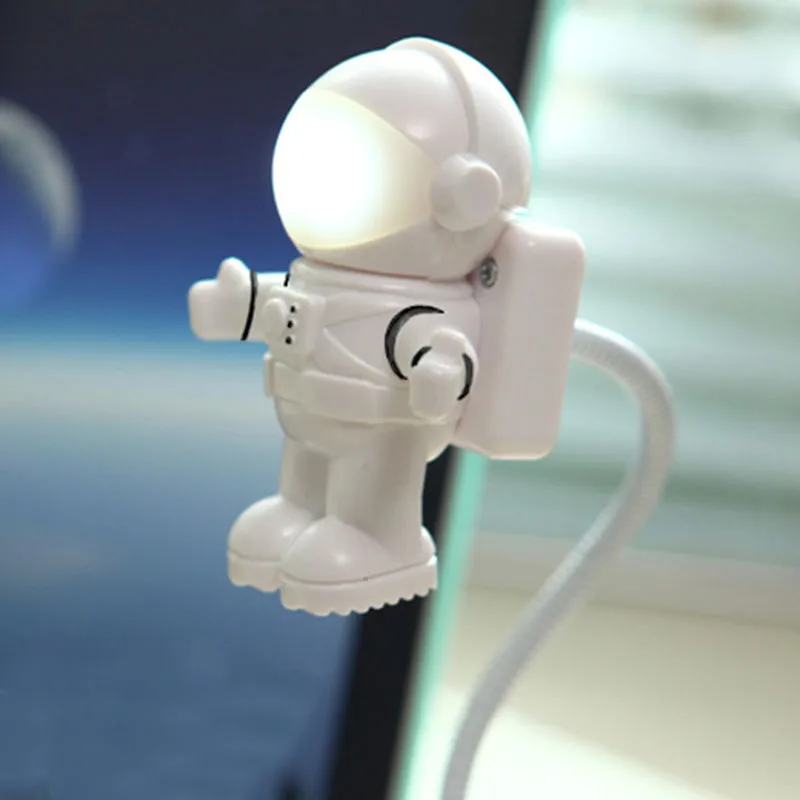USB Gadgets White Flexible Spaceman Astronaut USB Tube LED Night Light Lamp Reading Portable 5V For Computer Laptop PC Notebook