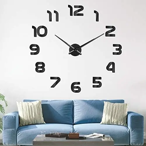 

3D Reloj De Pared Grande, DIY Reloj Pared Digital, Movimiento Silencioso, Moderno, DecoracióN Ideal para Sala de Estar Dormito