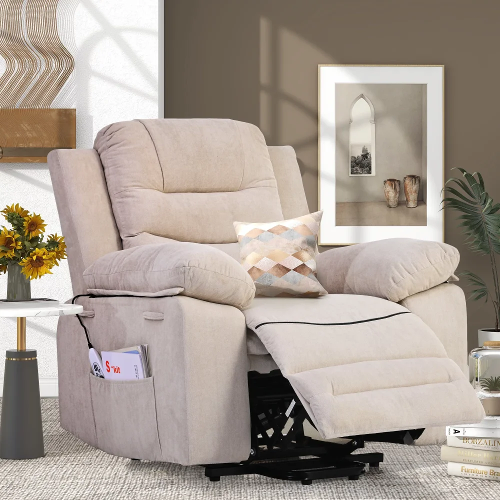 

Aukfa Power Lift Massage Recliner Chair with Heat,Single Sofa Chairs for Living Room,Beige