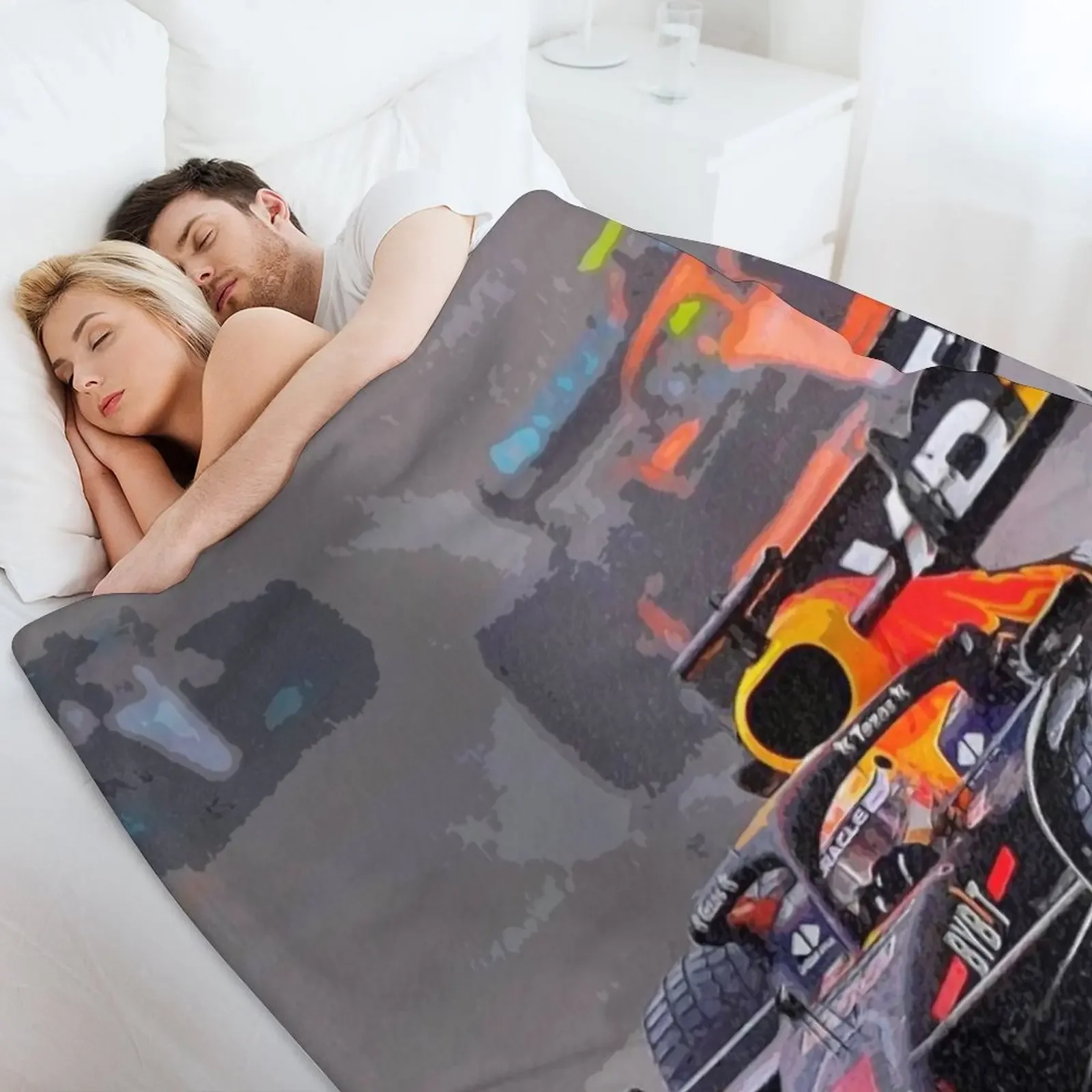 Max Verstappen Racing in the Rain в его раночной коляске F1 2023 меховые одеяла милые на заказ