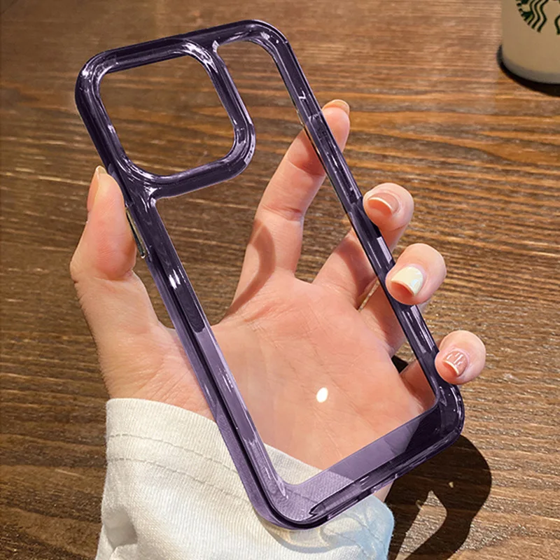 

Translucent Phone Case For iphone 11 12 13 14 Pro Max Plus Luxury Design Electroplated Back Cover Lens Protection PC Hard Case
