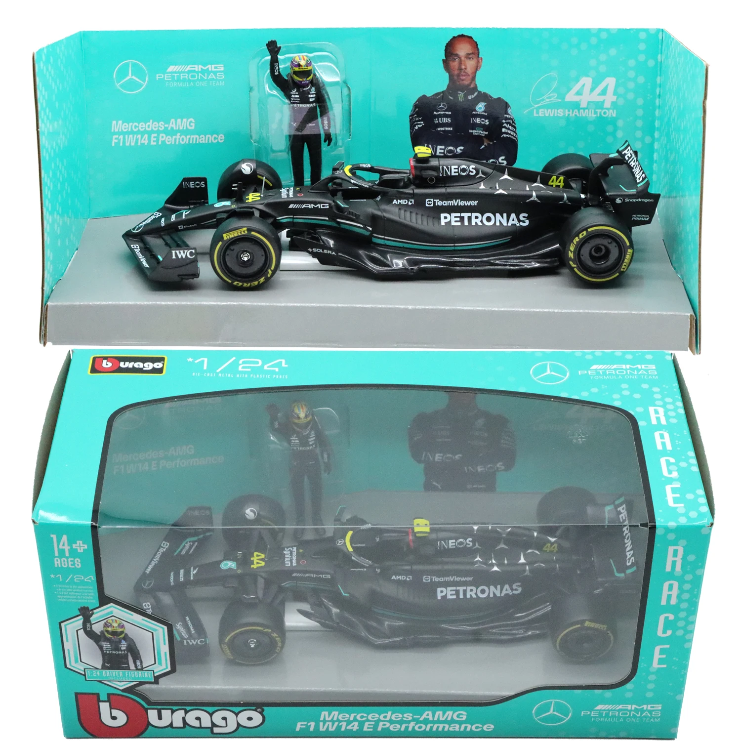 Bburago 2023 Mercede AMG W14 гоночный водитель кукла Гамильтон масштаб 1/24 литая модель