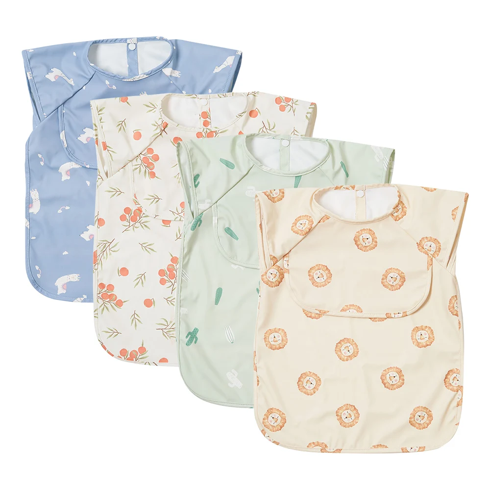 

Elinfant 1/2 Piece Baby Feeding Bibs Waterproof Washable Apron Cartoon Towel Kids Toddler Dinner Burp Cloths For Boys And Girls