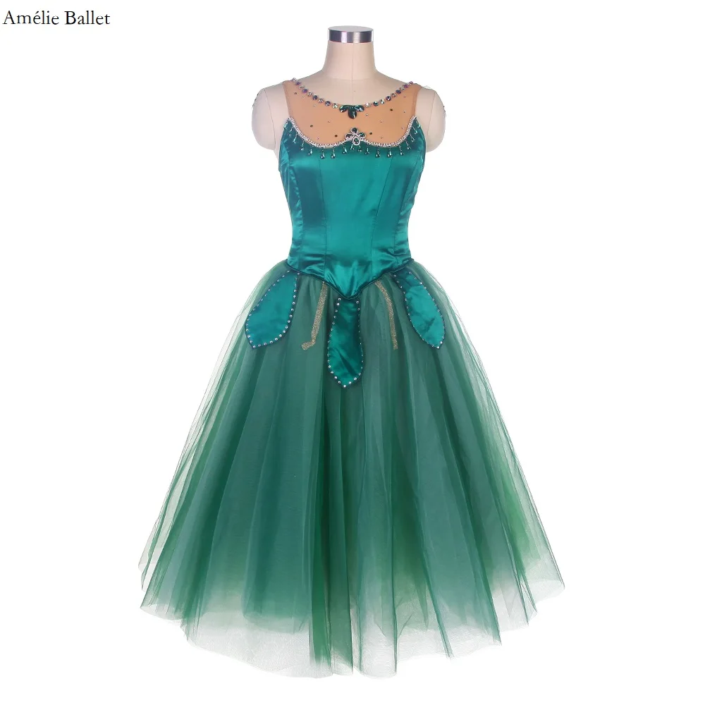 

B22090 Green Emeral Professional Ballet Long Tutu For Girls Or Women Competition Performance Ballet Costume Dance Tutu