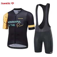 santic men cycling set bicycle short sleeve set quick dry breathable shirt 4d padded bib shorts mtb jersey clothes wear suit